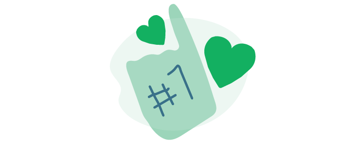 An illustration of #1 foam finger and hearts.